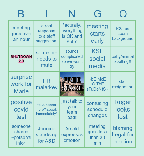 ALL-STAFF ZOOM Bingo Card