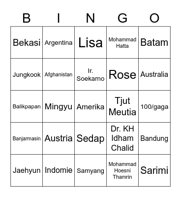 Sayang Mamat 🖤 Bingo Card