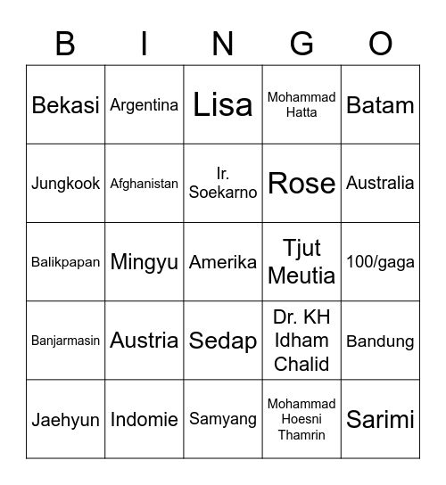 Sayang Mamat 🖤 Bingo Card