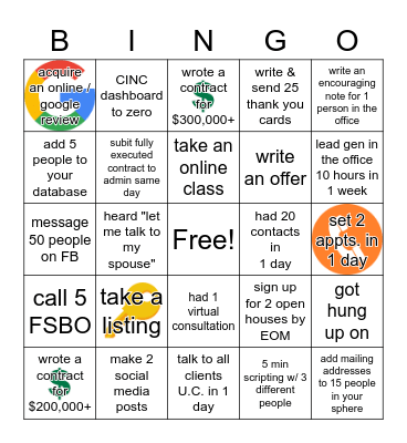 8/17 - 8/21 AGENT BINGO Card