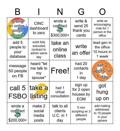 8/17 - 8/21 AGENT BINGO Card