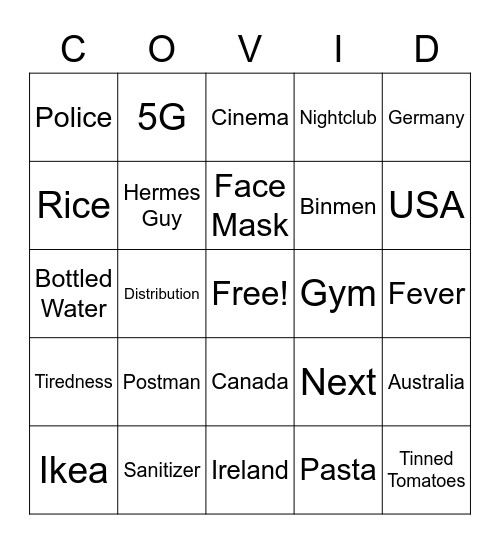 COVID BINGO Card