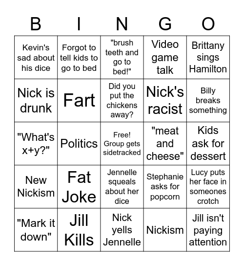 DND Group Bingo Card