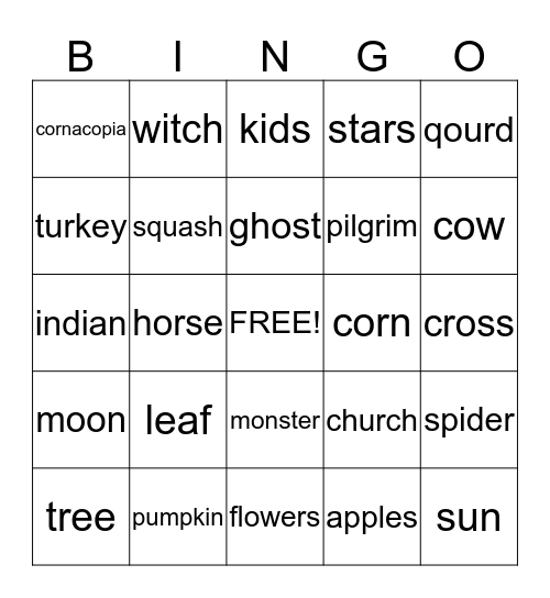 Fall Fest Bingo Card