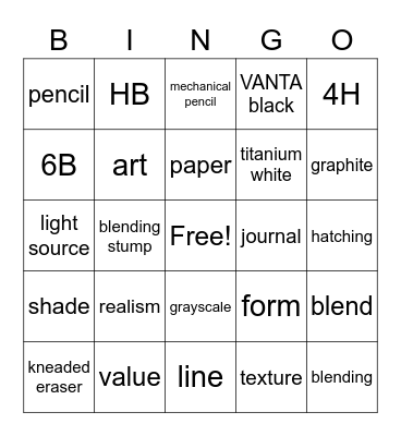 Art Bingo Card