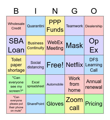 DFS Happy Hour Bingo Card