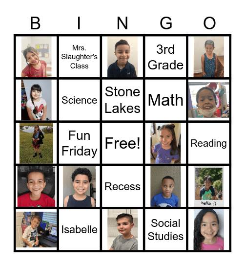 Our Class Bingo Card