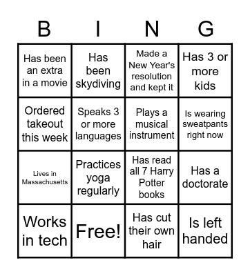 Welcome Bingo Card