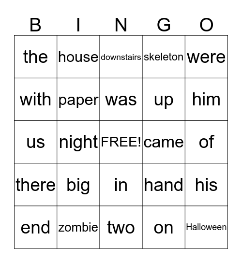 Haunted House Bingo Card