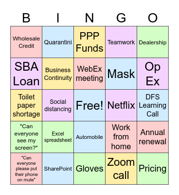 DFS Happy Hour Bingo Card