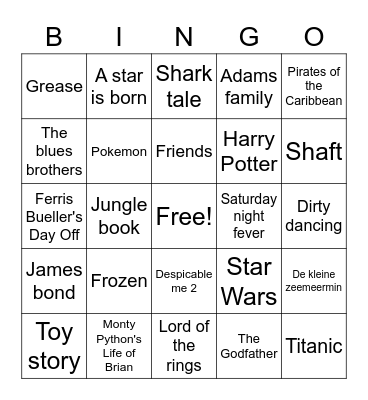 Bakfiets bingo - movie night Bingo Card