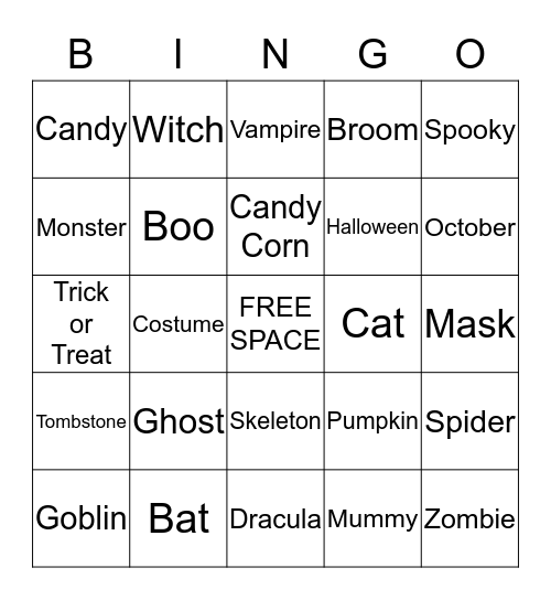 Halloween Bingo Card