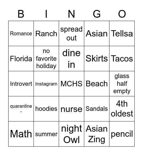 Untitled Bingo Card