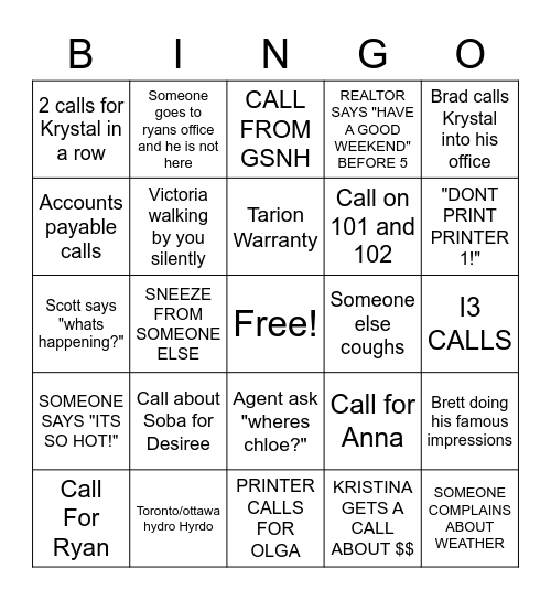 Lamb Bingo Card