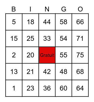 Le Bingo avec Johanne - 18 août Bingo Card