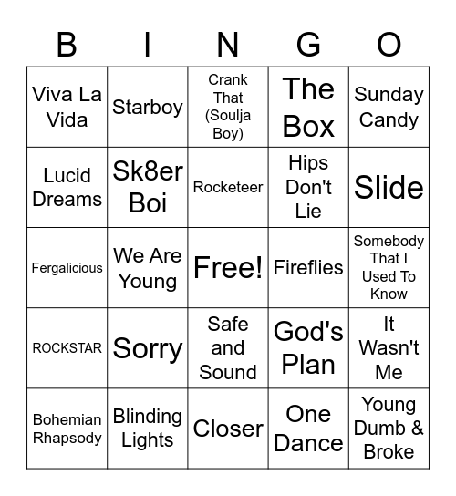 Music Bingo Card