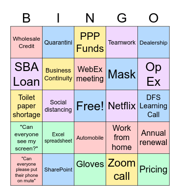 DFS Happy Hour Bingo Card