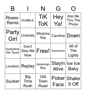 Music Bingo Card