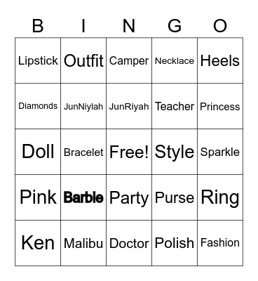 BARBIE Bingo Card