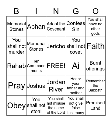 Obedience Bingo Card