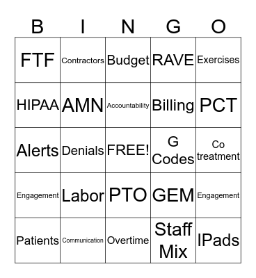 DOR Bingo Card