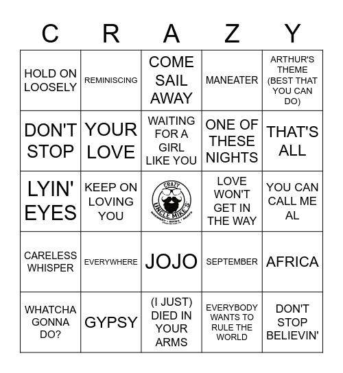 YACHT ROCK ROUND 4 Bingo Card