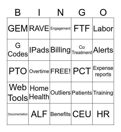 DOR Bingo Card