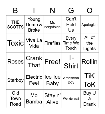 Playlist Bingo Card
