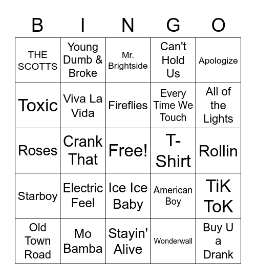 Playlist Bingo Card