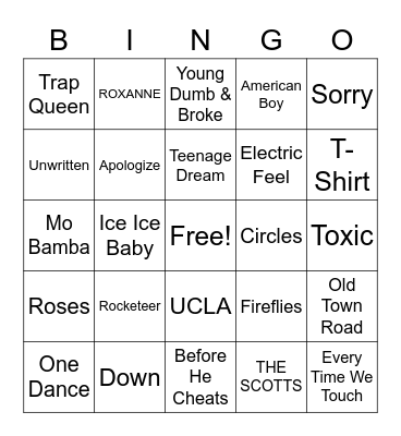 Playlist Bingo Card
