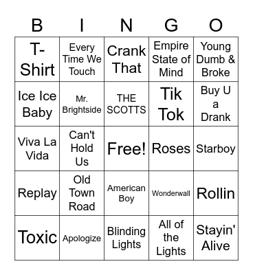 Playlist Bingo Card