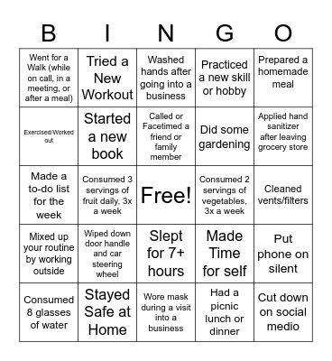 V. Clifford Bingo Card