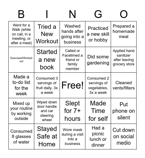 V. Clifford Bingo Card