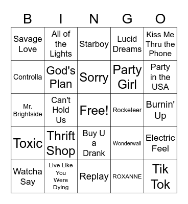 Playlist Bingo Card