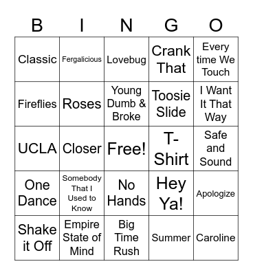 Playlist Bingo Card