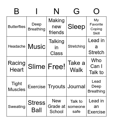 Stress BINGO Card