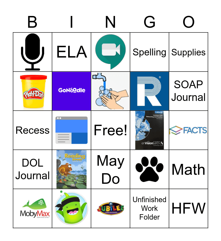 Welcome to First Grade Bingo Card