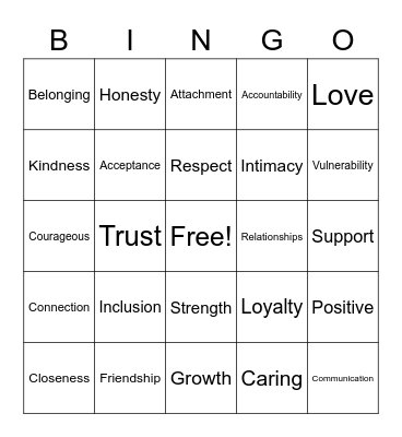 Belonging Bingo Card