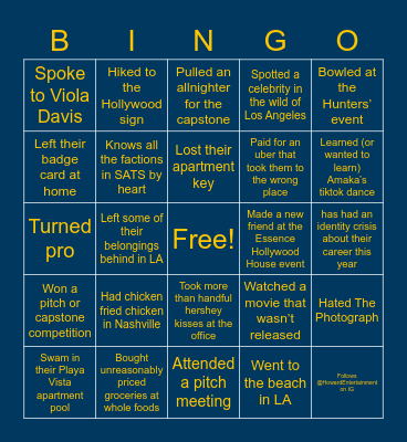 Howard Entertainment Bingo Card