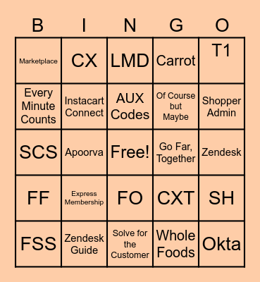 Instacart Bingo Card