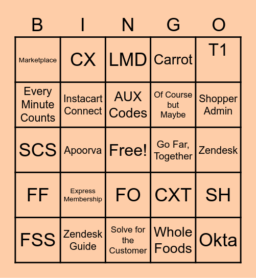 Instacart Bingo Card