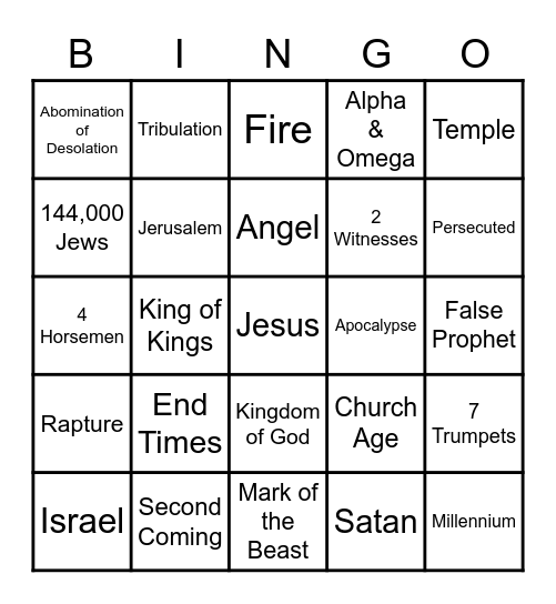 Revelation Bingo Card