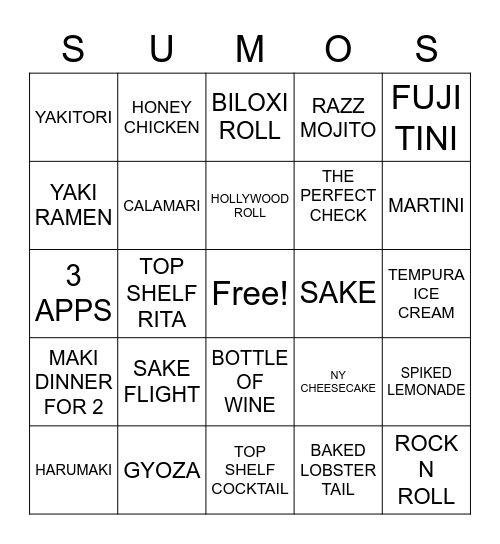 SUMO BINGO CONTEST Bingo Card