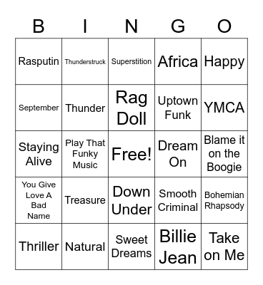 Song BINGO Card