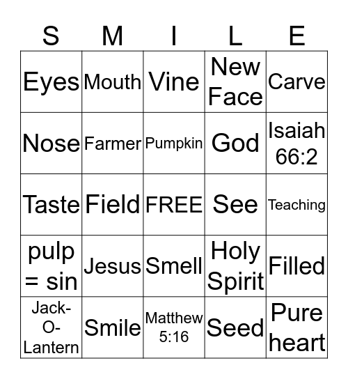 Smile With The Light of Jesus Bingo Card