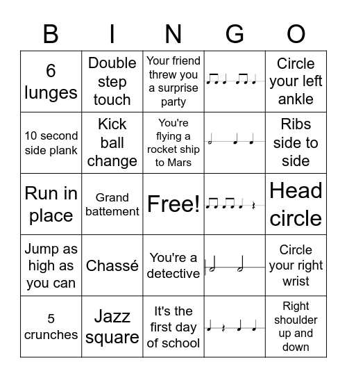Kids Unlimited Bingo Card