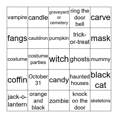 Halloween Bingo Card