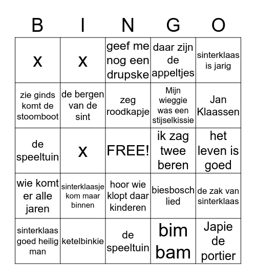 KBO-Raamsdonksveer  Sinterklaas Bingo Card