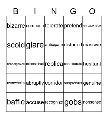 VOCABULARY Bingo Card