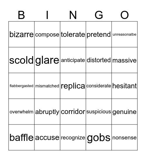 VOCABULARY Bingo Card